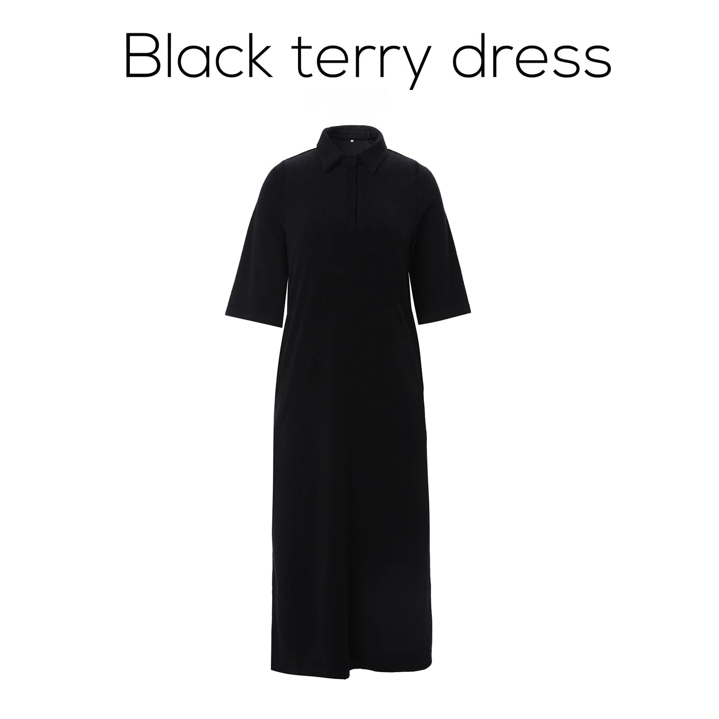 Terry Cotton Collar Maxi Dress – Modest Loose Fit