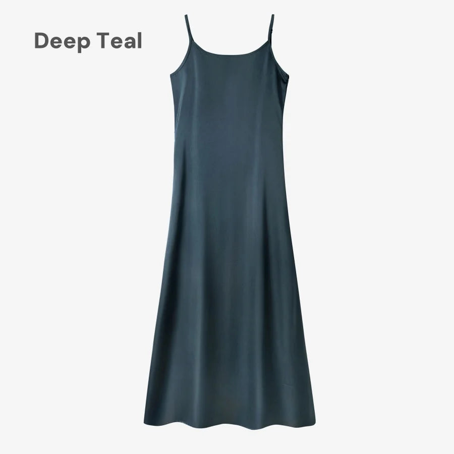 Satin Slip Dress + Knit Cross Top Set (Adjustable Maxi Length)