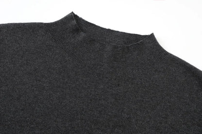 Pinstripe 4-Piece Autumn Set — Slip Dress, Knit Mockneck, Cable Knit, and Pleated Skirt