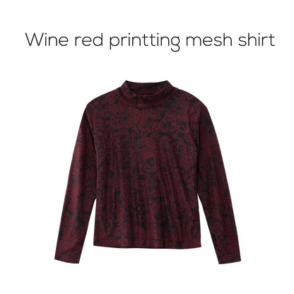 Printed Satin Maxi Dress Set – Mesh Inner Top + Knitted Vest (3-Piece Set)