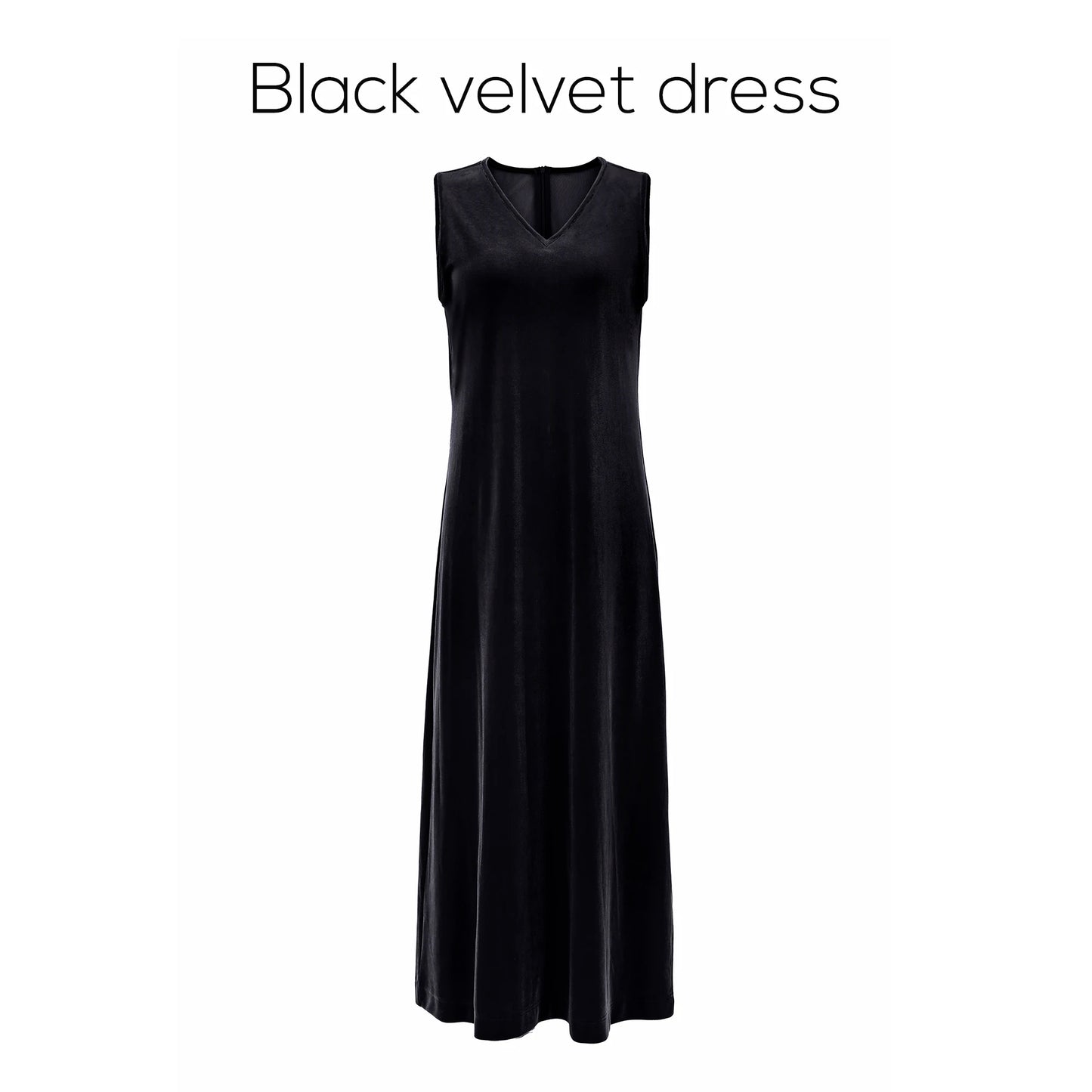Elegant Velvet V-Neck Maxi Dress – Long Sleeve Modest Fit