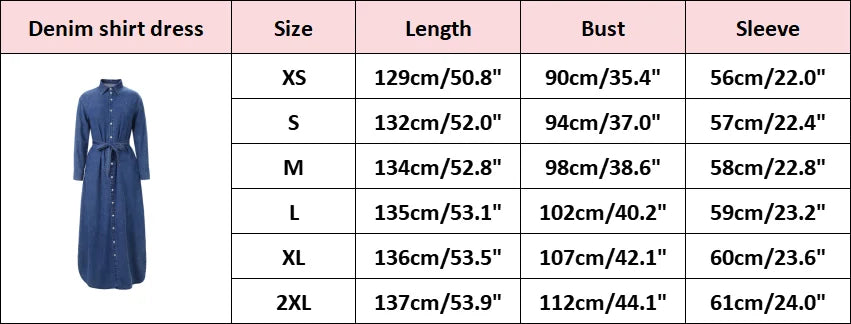 Denim Modest Maxi Shirt Dress – Belted Waist