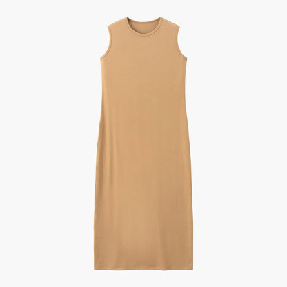 Ribbed Cardigan + Ankle-Length Maxi Dress Set (Natural Fiber Blend)