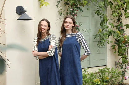 Striped Ribbed Top with 3/4 Sleeves (High Stretch Cotton Blend)