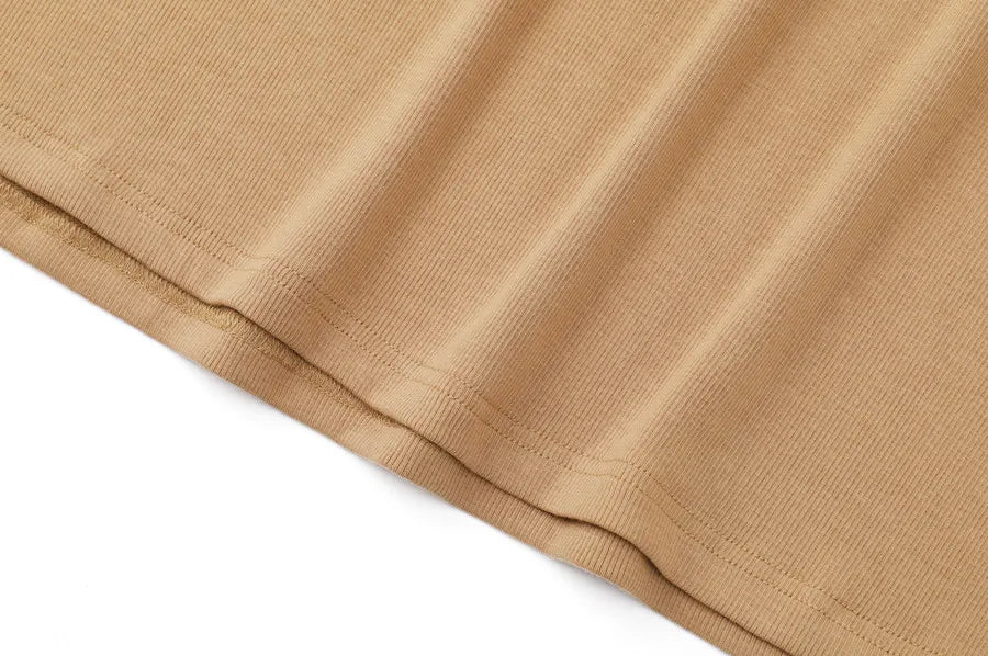 Ribbed Cardigan + Ankle-Length Maxi Dress Set (Natural Fiber Blend)