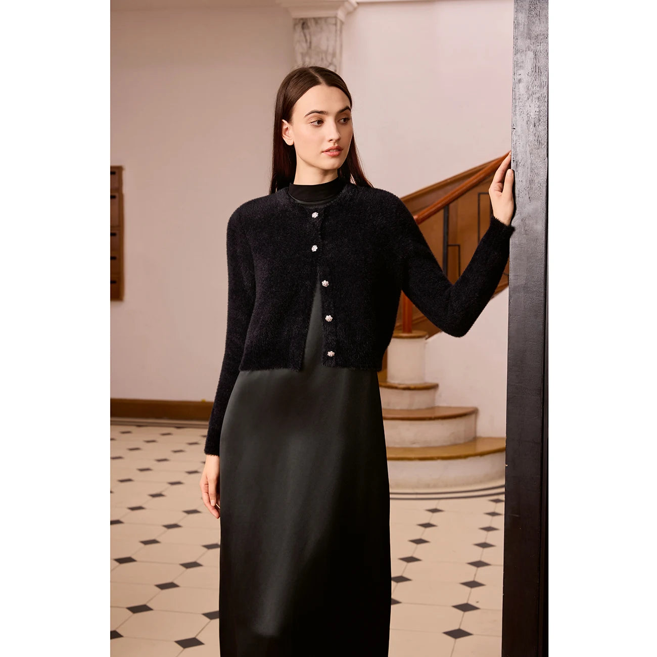 Soft Mohair Knit Cardigan – Classic Button Front