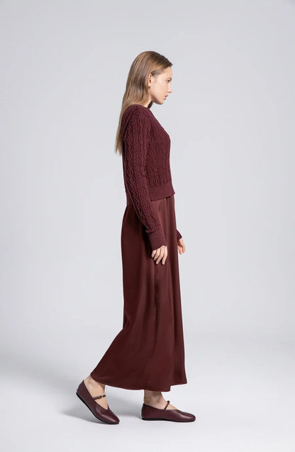 Cable-Knit Hoodie + Satin Slip Dress Set (Winter Edition)