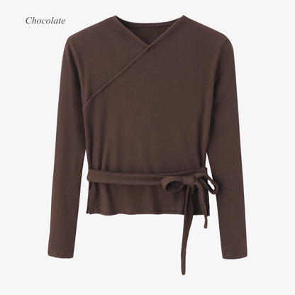 2-Piece Ribbed Wrap Top + Satin Slip Maxi Dress Set (Autumn Edition)