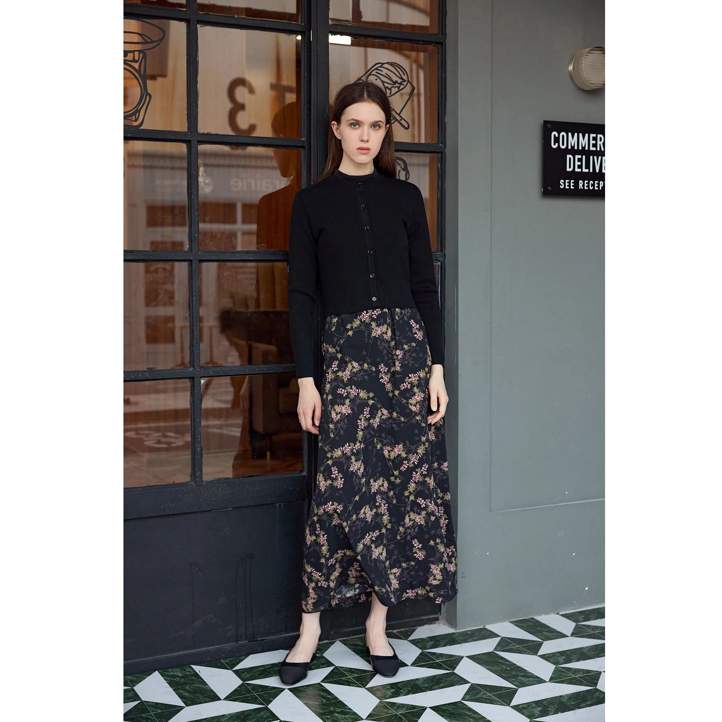 3-Piece Printed Satin Maxi Dress Set – Cardigan + Mock Neck Inner Layer