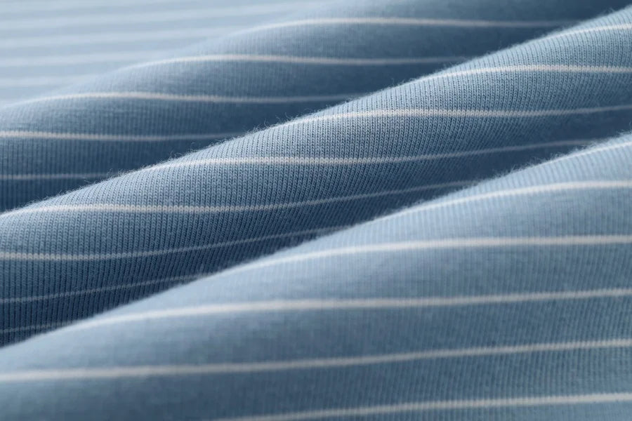 Striped Ribbed V-Neck Top with Batwing Sleeves