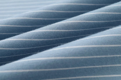 Striped Ribbed V-Neck Top with Batwing Sleeves