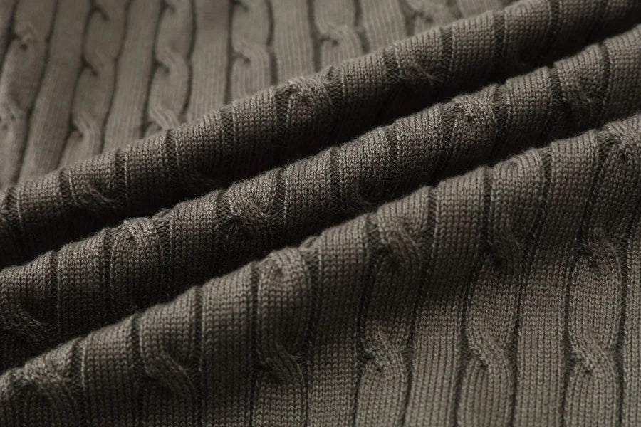 Cable-Knit Cardigan + Ribbed Mockneck Maxi Dress Set