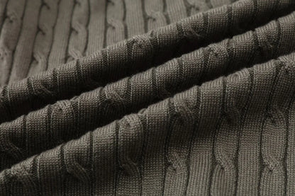 Cable-Knit Cardigan + Ribbed Mockneck Maxi Dress Set