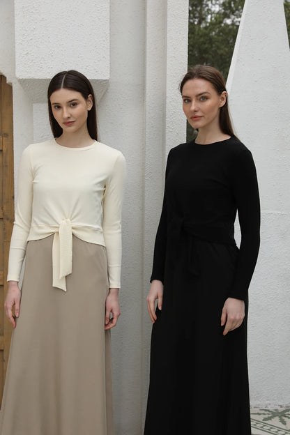 2-Piece Ribbed Wrap Top + Slip Maxi Dress Set