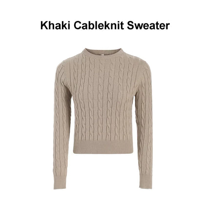 Cableknit Sweater & Satin Maxi Dress Set – Soft Modest Fit