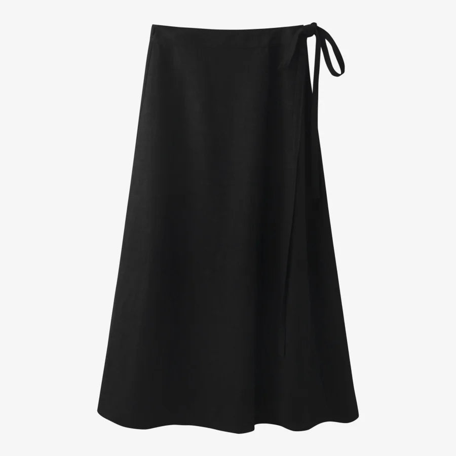 Adjustable Linen Wrap Skirt (Ankle-Length)
