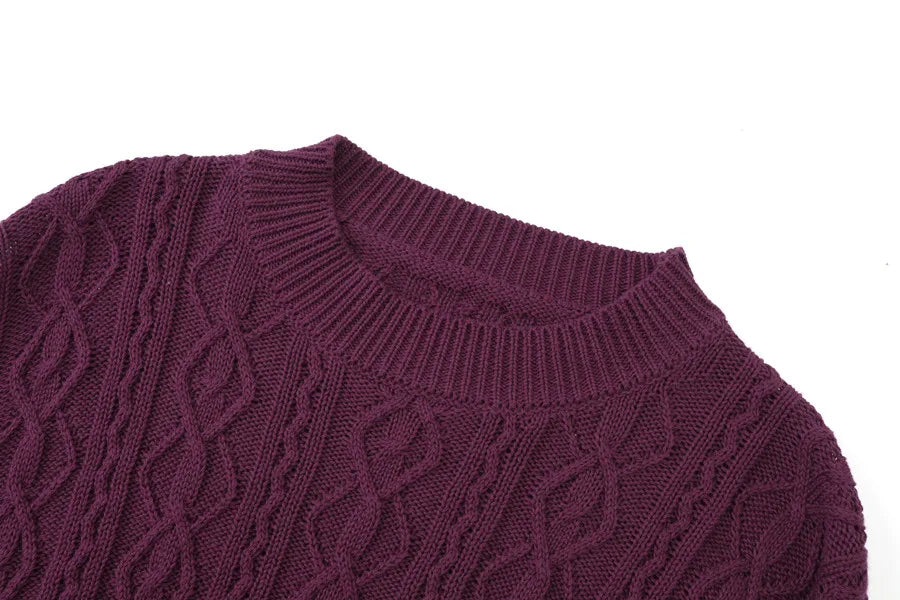 2-Piece Cable Knit Top + Cupro Slip Maxi Dress Set