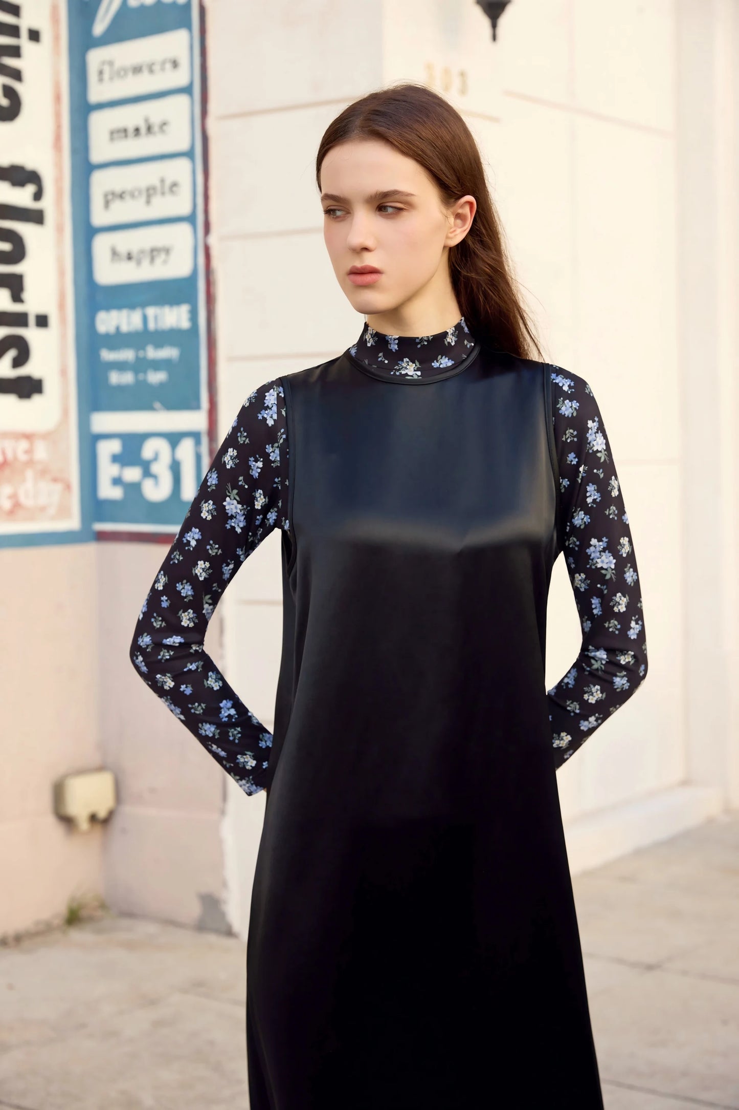 Printed Satin Maxi Dress Set – Mesh Inner Top + Knitted Vest (3-Piece Set)