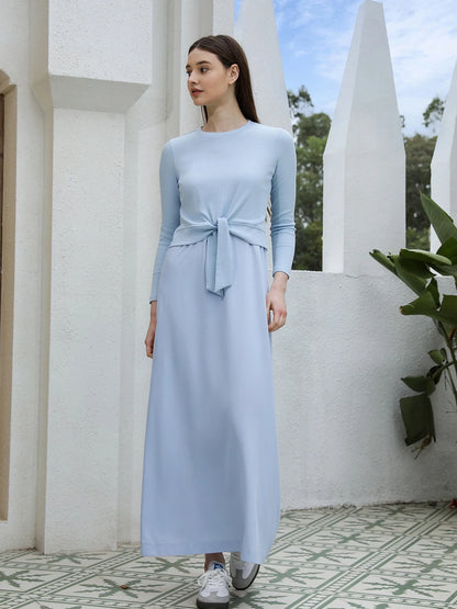 2-Piece Ribbed Wrap Top + Slip Maxi Dress Set