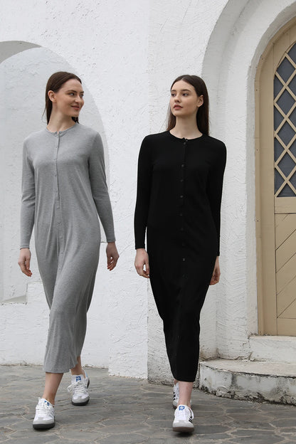 Ribbed Knit Maxi Dress – Soft Stretch Comfort Fit