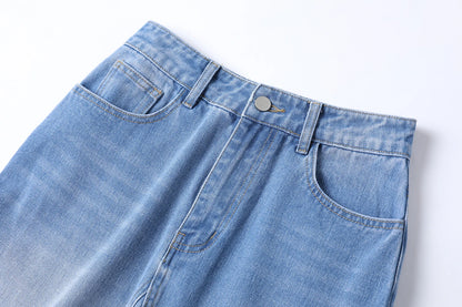 Ribbed Tee & Denim Maxi Skirt Set – Contrast Round Neck Modest Fit