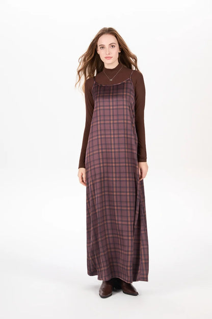 Satin Slip Dress + Knit Cross Top Set (Adjustable Maxi Length)