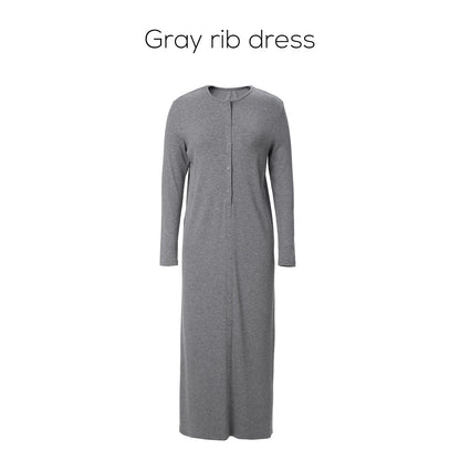 Ribbed Knit Maxi Dress – Soft Stretch Comfort Fit