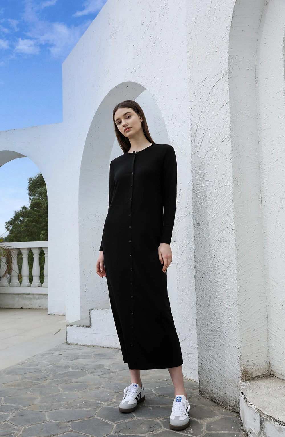 Ribbed Knit Maxi Dress – Soft Stretch Comfort Fit