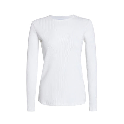 Ribbed Tee & Denim Maxi Skirt Set – Contrast Round Neck Modest Fit