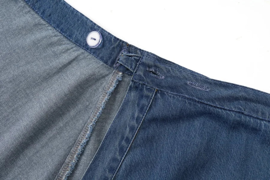 Denim Wrap Skirt (Adjustable Waist, Ankle-Length)