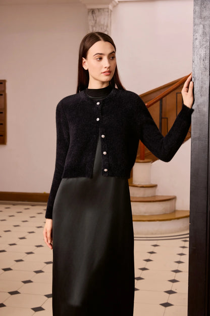 Soft Mohair Knit Cardigan – Classic Button Front