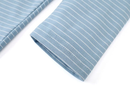 Striped Ribbed V-Neck Top with Batwing Sleeves