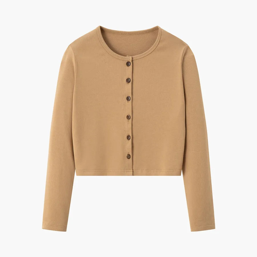 Ribbed Cardigan + Ankle-Length Maxi Dress Set (Natural Fiber Blend)