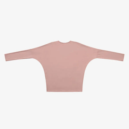 Loose Ribbed V-Neck Top with Batwing Sleeves (High-Stretch Cotton Blend)