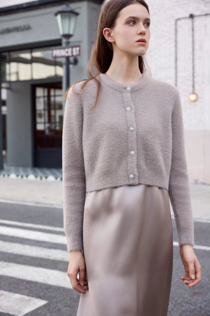 Soft Mohair Knit Cardigan – Classic Button Front