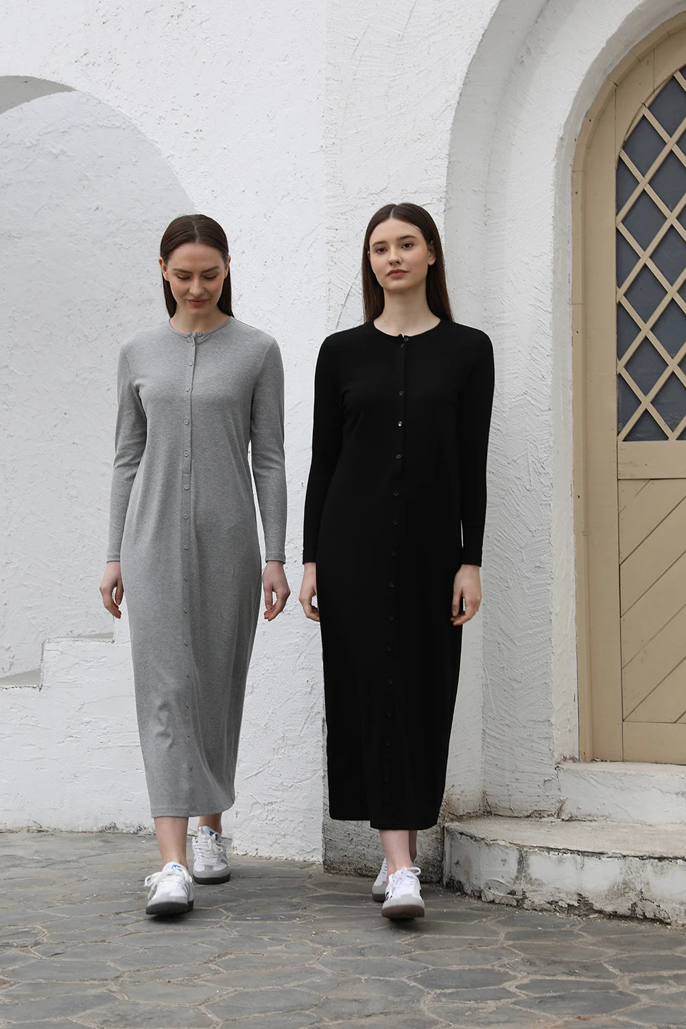 Ribbed Knit Maxi Dress – Soft Stretch Comfort Fit