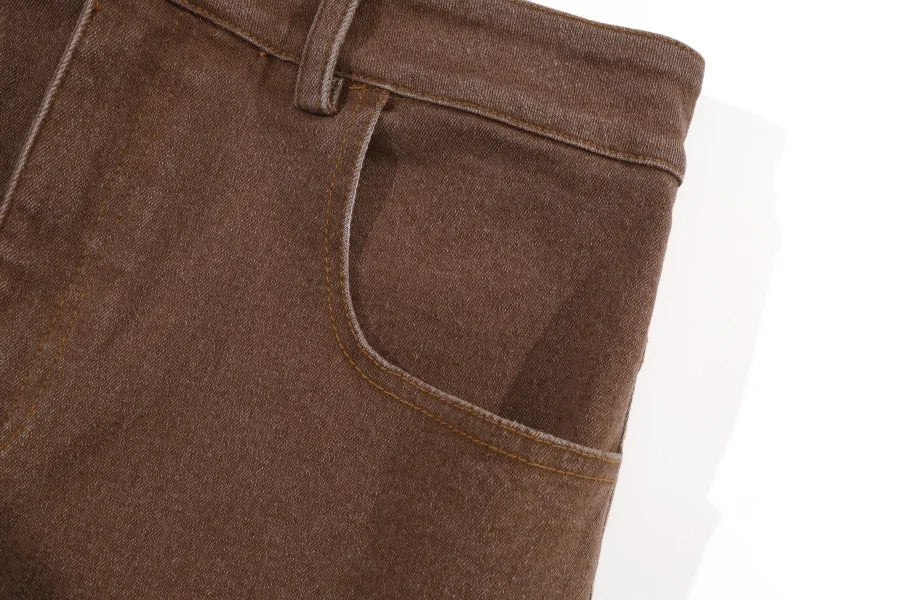 Elastic Denim Maxi Skirt (A-Line Stretch Fit)