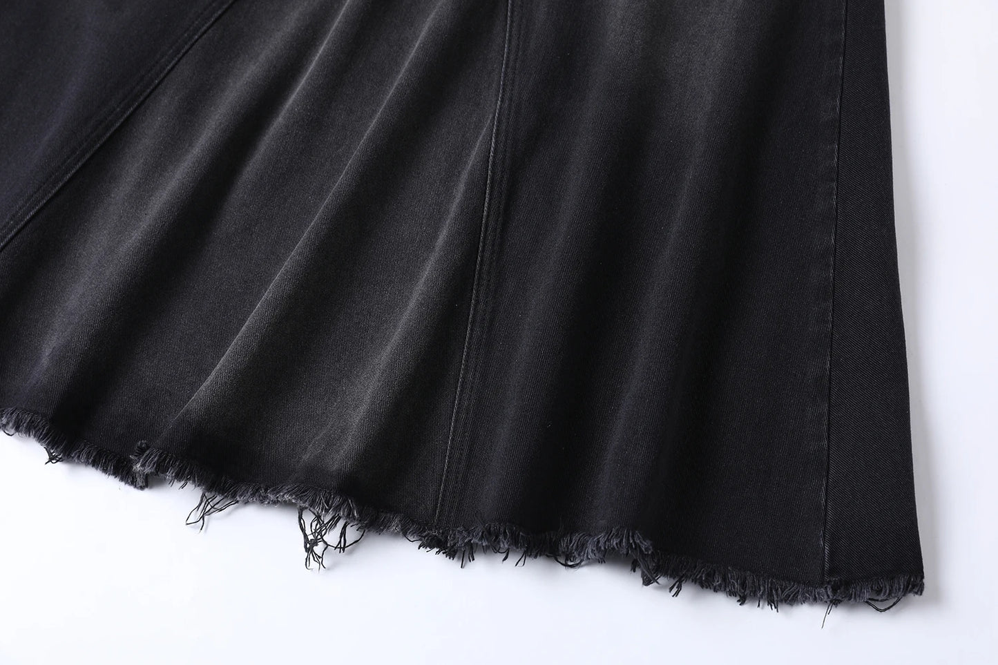 Ribbed Tee & Denim Maxi Skirt Set – Contrast Round Neck Modest Fit