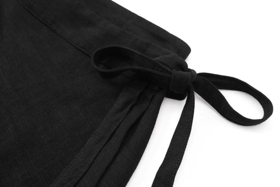 Adjustable Linen Wrap Skirt (Ankle-Length)