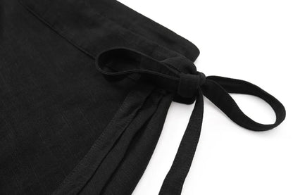Adjustable Linen Wrap Skirt (Ankle-Length)