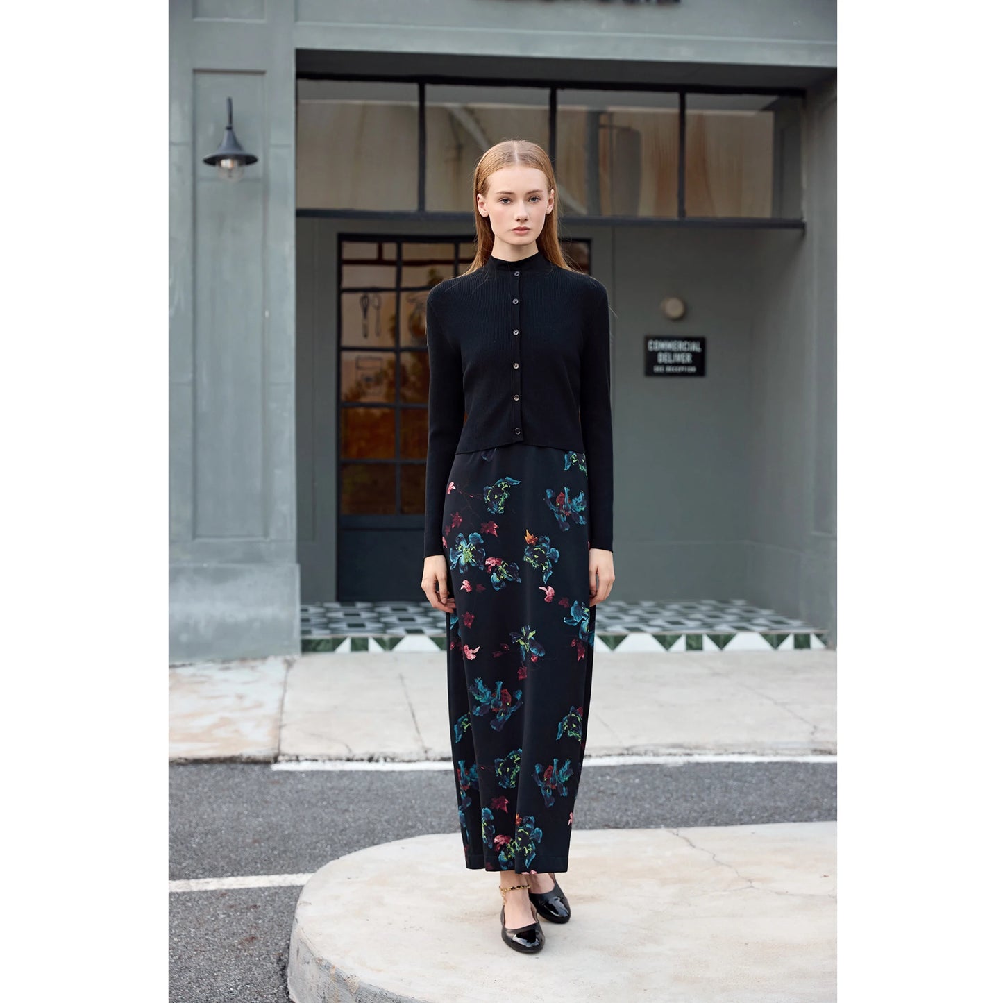 3-Piece Printed Satin Maxi Dress Set – Cardigan + Mock Neck Inner Layer