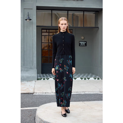 3-Piece Printed Satin Maxi Dress Set – Cardigan + Mock Neck Inner Layer