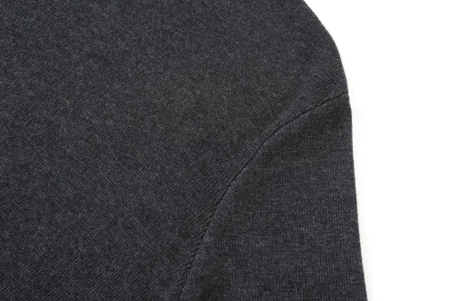 Pinstripe 4-Piece Autumn Set — Slip Dress, Knit Mockneck, Cable Knit, and Pleated Skirt