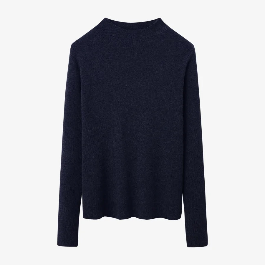 Pinstripe 4-Piece Autumn Set — Slip Dress, Knit Mockneck, Cable Knit, and Pleated Skirt