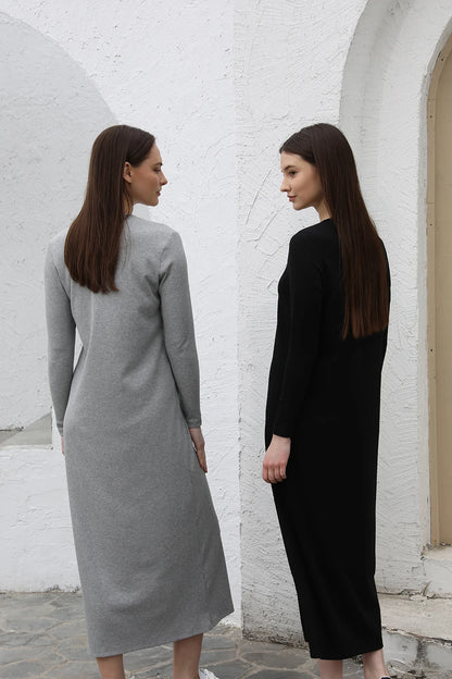 Ribbed Knit Maxi Dress – Soft Stretch Comfort Fit