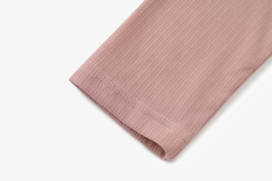 Loose Ribbed V-Neck Top with Batwing Sleeves (High-Stretch Cotton Blend)