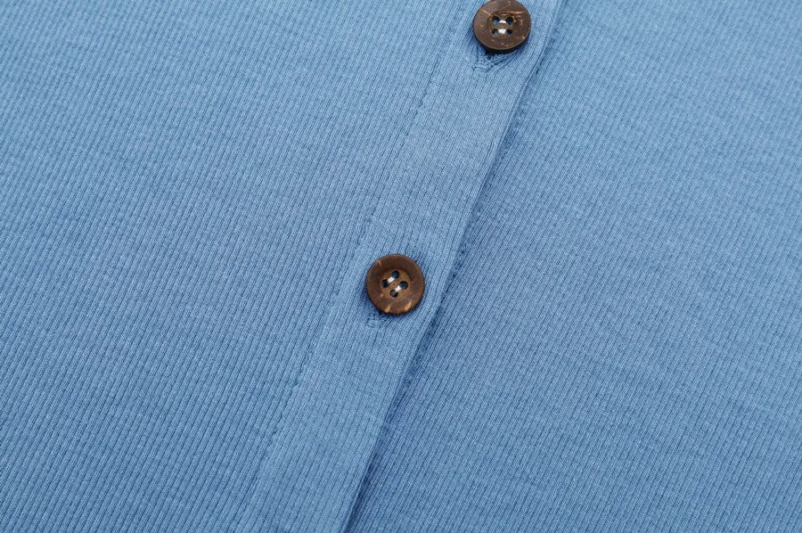 Ribbed Cardigan + Ankle-Length Maxi Dress Set (Natural Fiber Blend)