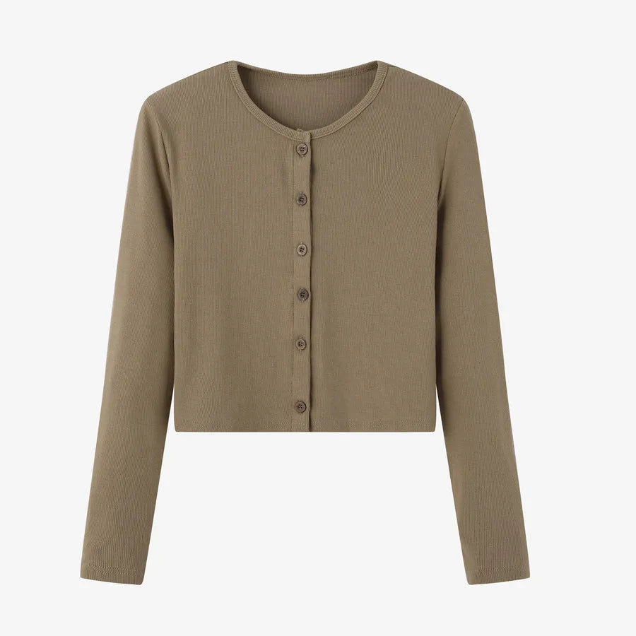 Ribbed Cardigan + Ankle-Length Maxi Dress Set (Natural Fiber Blend)