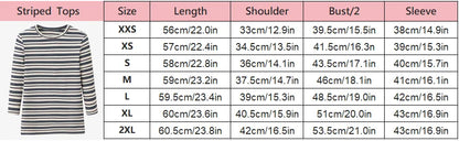 Striped Ribbed Top with 3/4 Sleeves (High Stretch Cotton Blend)