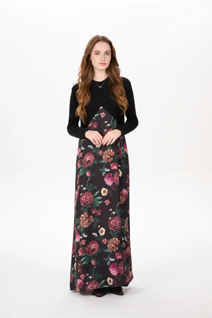 Satin Slip Dress + Knit Cross Top Set (Adjustable Maxi Length)